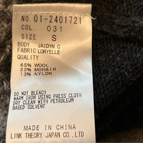 Theory Jaidyn Wool Mohair Sweater Size Small Gray/Black Long Sleeve - Picture 6 of 7